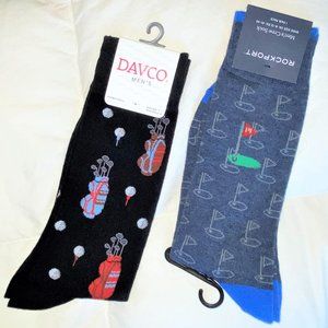 Men's Golf Theme Crew Socks NWT Lot of 2